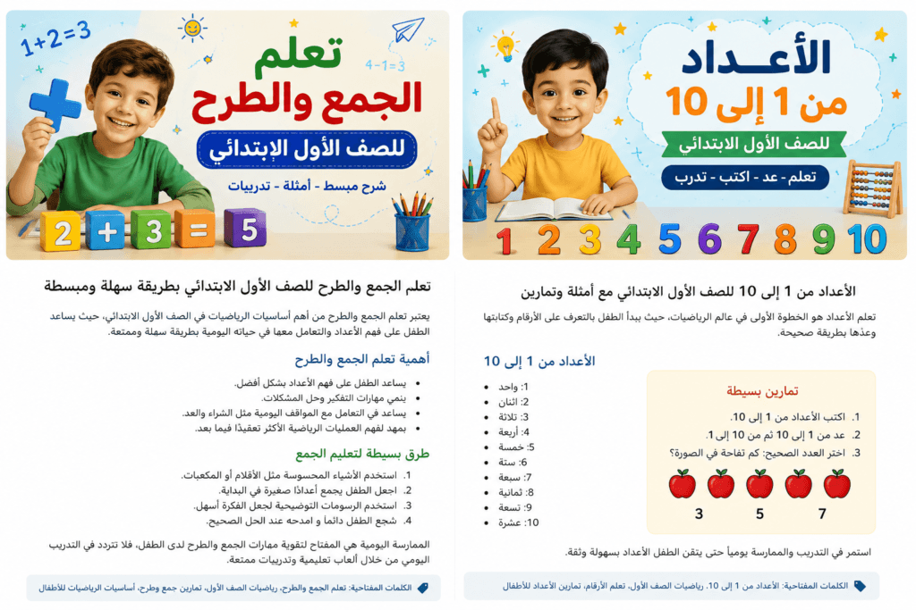 تعلم الجمع والطرح
