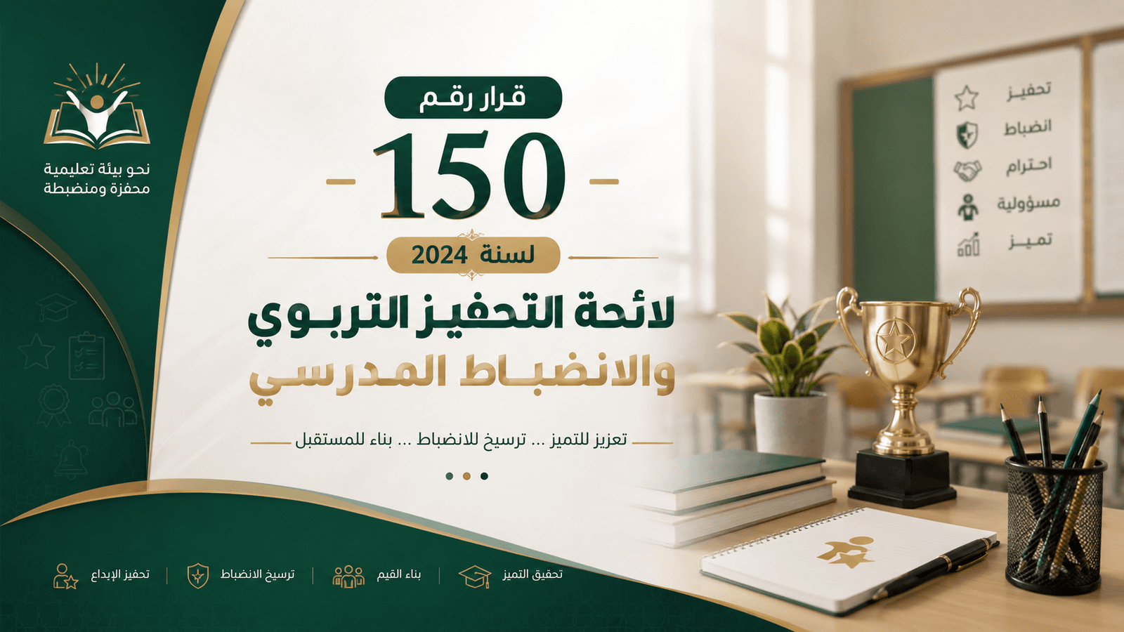 قرار رقم 150 لسنة 2024 – لائحة التحفيز التربوي والانضباط المدرسي