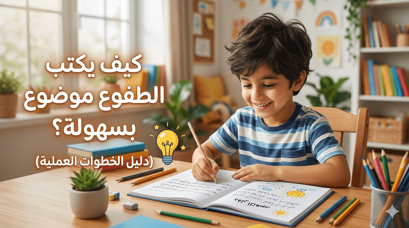 كيف يكتب الطفل موضوع التعبير بسهولة (دليل الخطوات العملية)