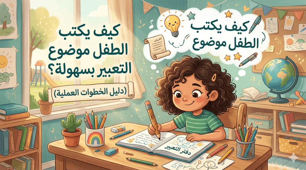 كيف يكتب الطفل موضوع التعبير بسهولة (دليل الخطوات العملية)
